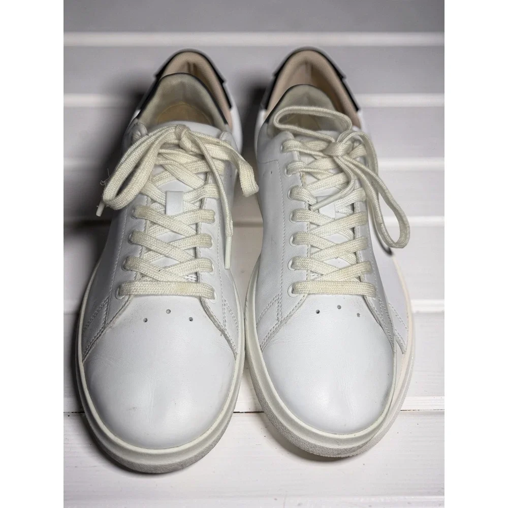 TORY BURCH Howell Court Sneakers White  Navy Blue Gold Logo Women's Sz 10